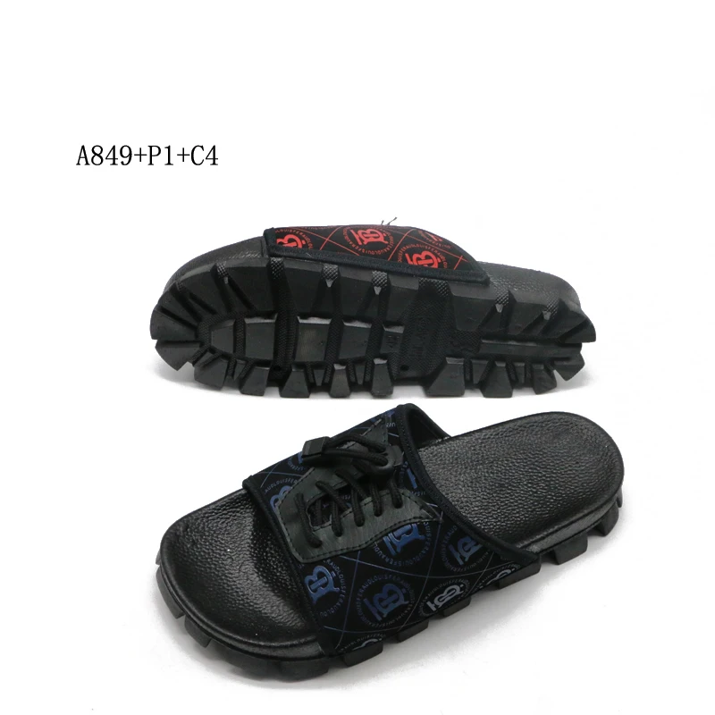 High quality causal chappal sandals men custom brand footwear black slippers for boy