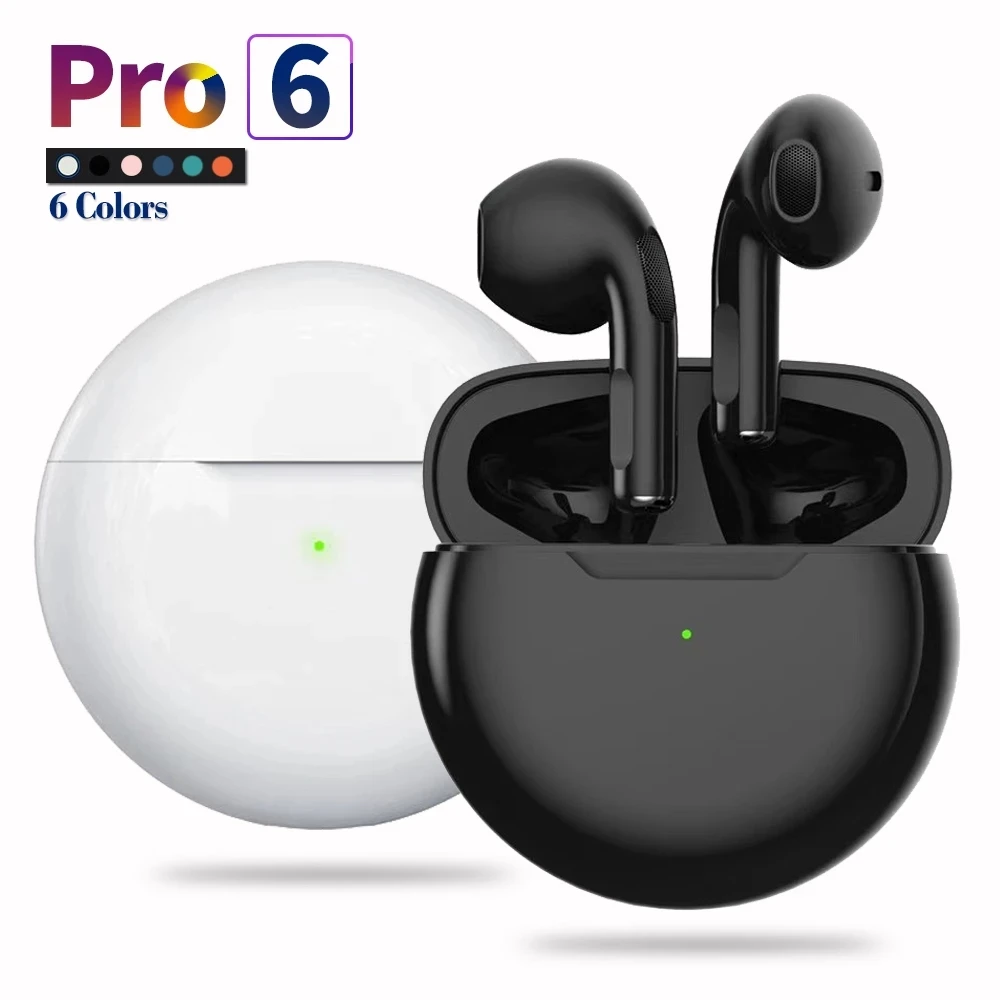 Беспроводные наушники TWS Pro6, наушники-вкладыши, наушники-вкладыши, спортивная водонепроницаемая стереогарнитура с зарядным устройством и микрофоном