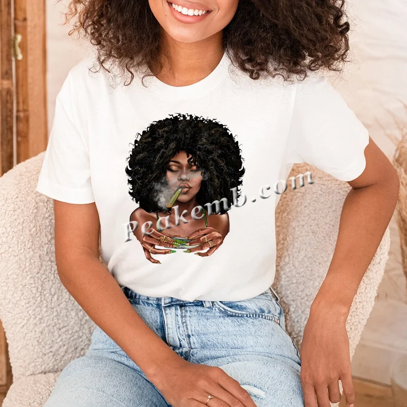 Black afro woman DTF Heat Transfer Printing black woman afro girl bun Sticker Design