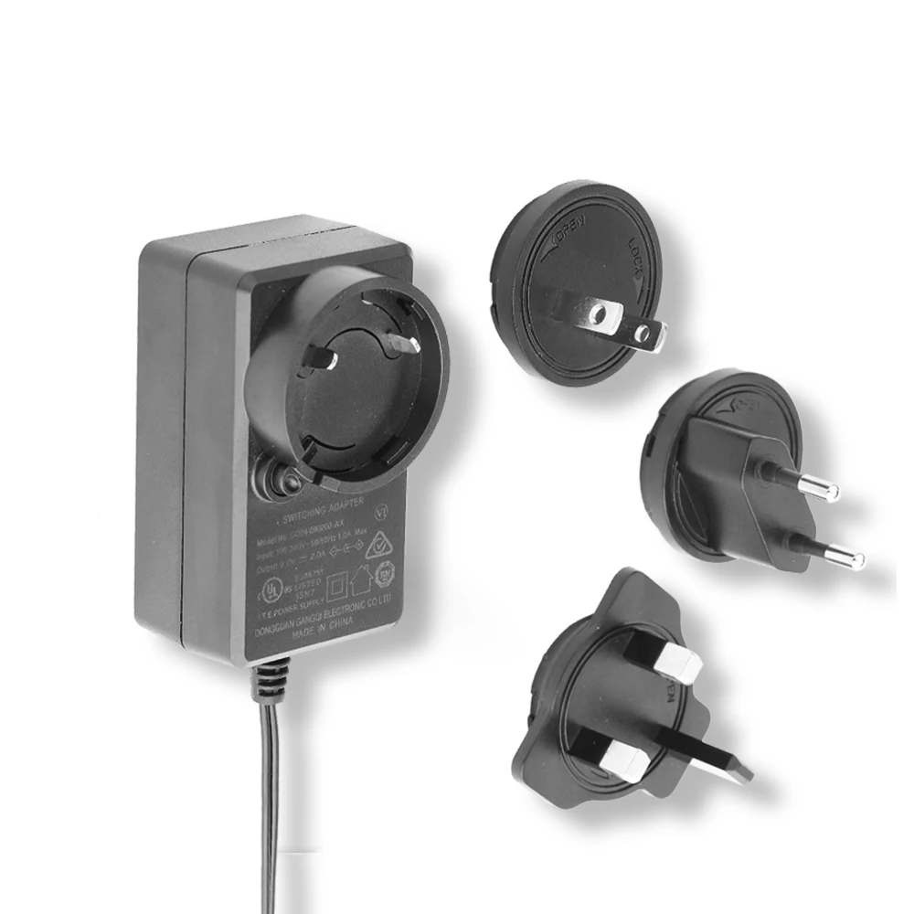 Interchangeable EU UK US plug 12V 2A  ac dc power supply adaptor Adaptador de corriente 12v 2A ac dc adapter Adaptateur secteur