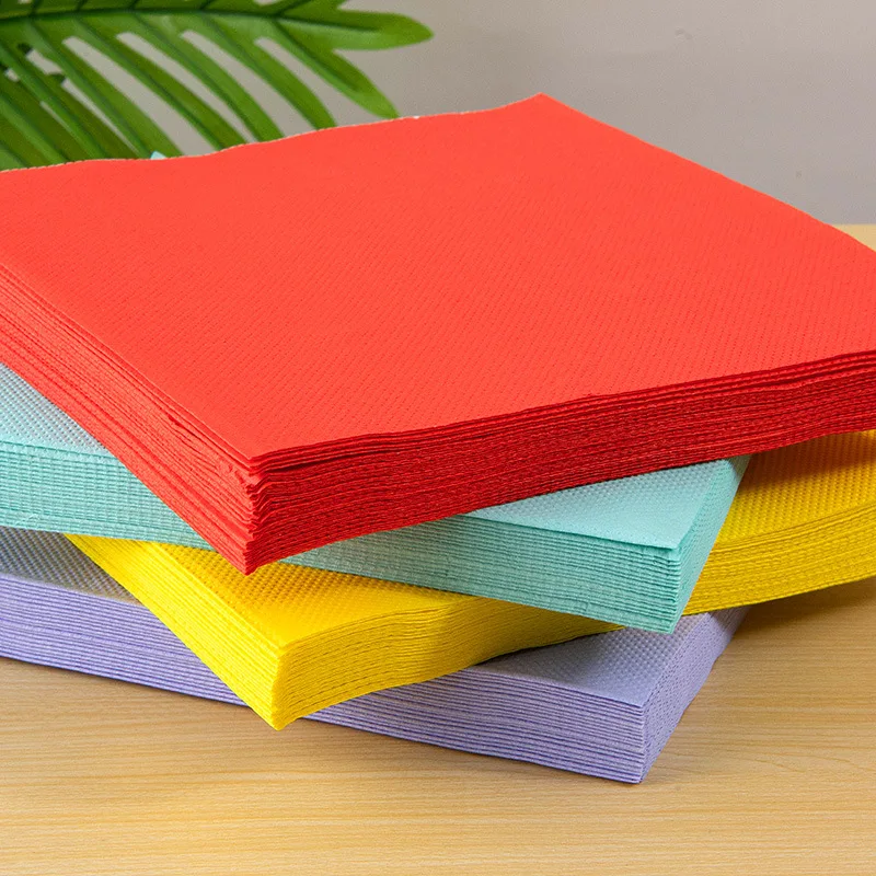 Однотонные бумажные салфетки для вечеринки западный ресторан украшения многоцветные квадратные полотенца прямые продажи с фабрики
