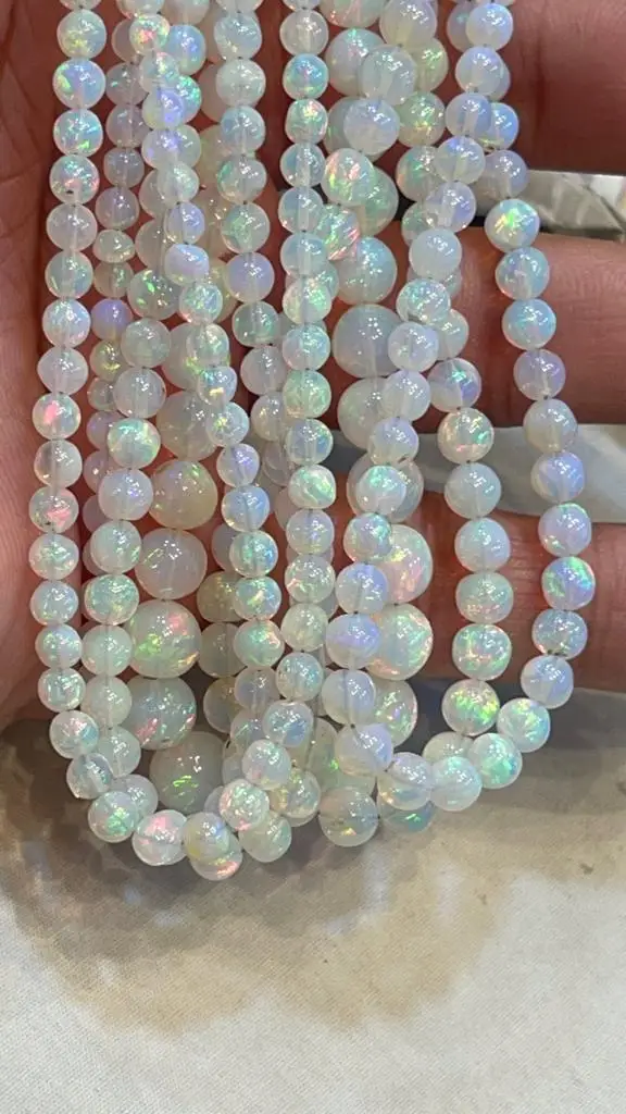 Finest Quality Natural Ethiopian Opal Multi Flashy Smooth Round Shape Beads Perfect Finish Bulk Product Handmade