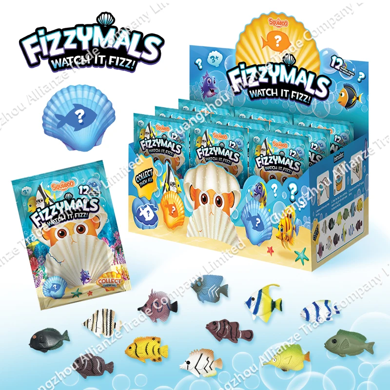 12 Kinds of Classic Funny PVC Marine Fish Toys Shape Style for Unisex Educational Tool Soaked in Water to Melt Wrapped in Shells