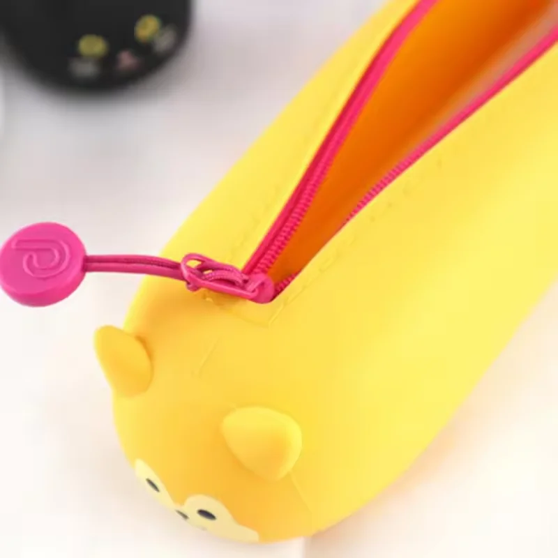New arrival cute cartoon printed animal shape school kids waterproof pencil case