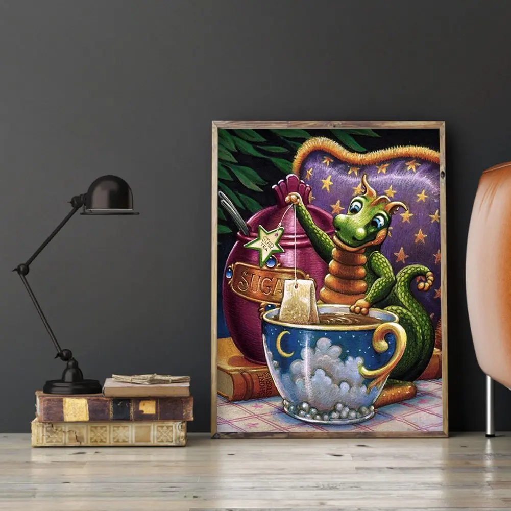 M-C-89 New cartoon  diy diamond painting full of diamond stickers cross stitch handmade home decoration-Green Dragon