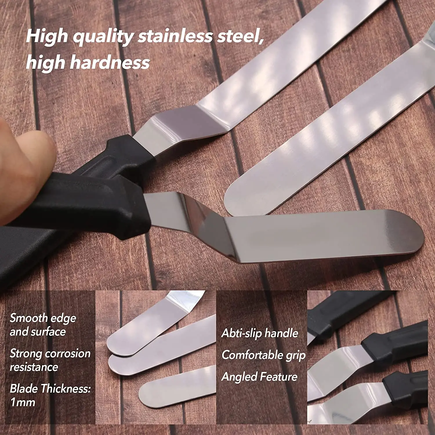 Stainless Steel Blades Cake Decorating Tools Cake Spatulas Icing Spatula Set with 6 8 10 Inch