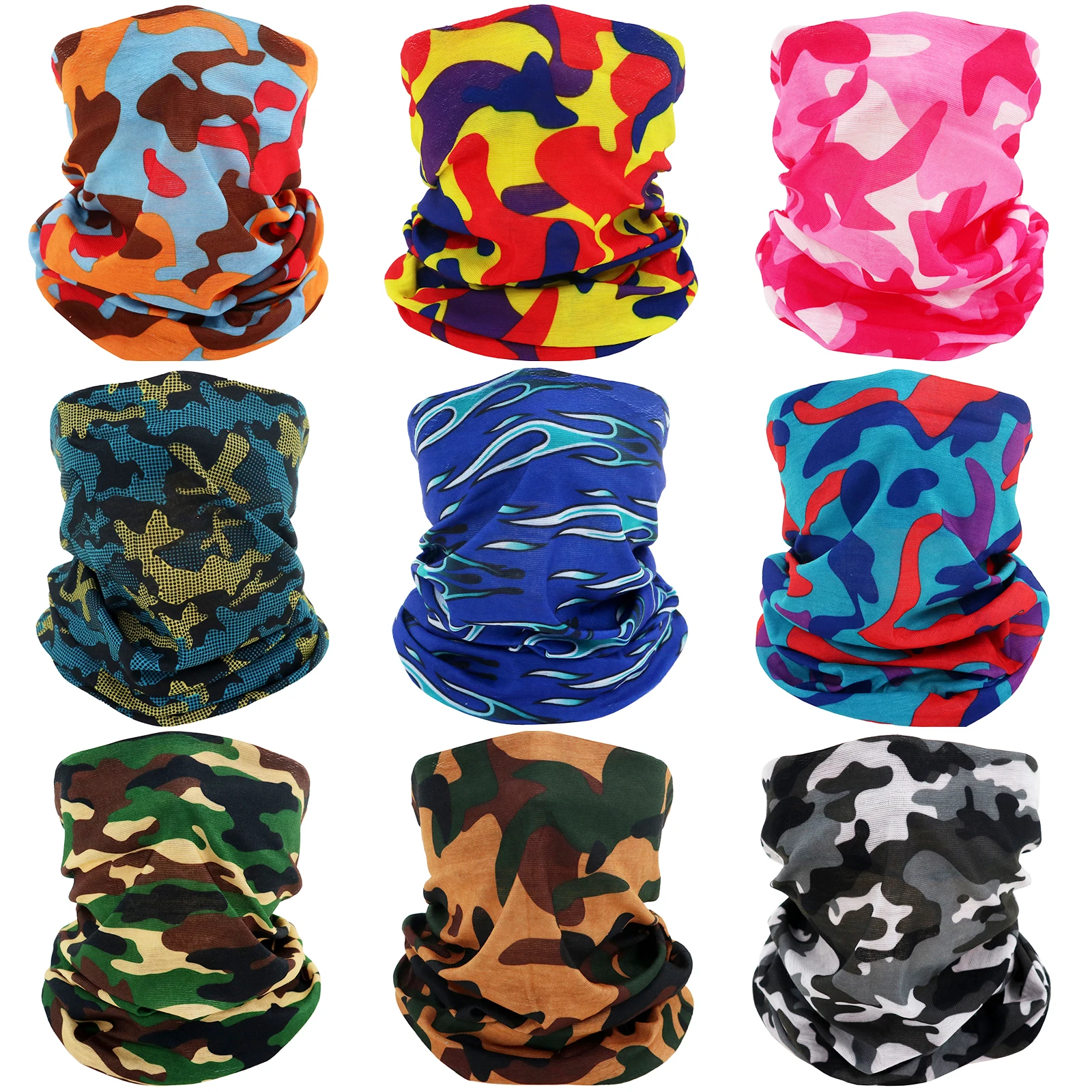 Wholesale Custom Summer Fishing Cycling UV Protection Face Cover Mask Multifunctional Tube Headwear Bandanas Neck Gaiter Scarf