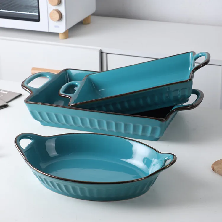 
Wholesale bulk durable kitchen baking cakes large porcelain modern nordic bakeware 