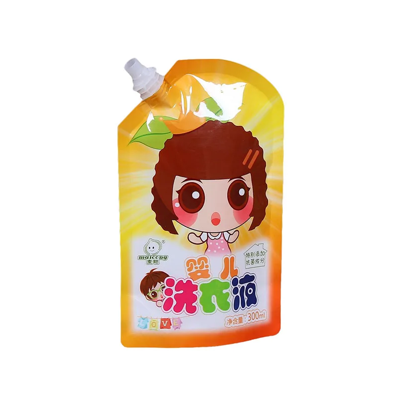 Laundry Detergent Liquid Packaging Pouch Custom Plastic Stand Up Spout Bag For Liquid Soap