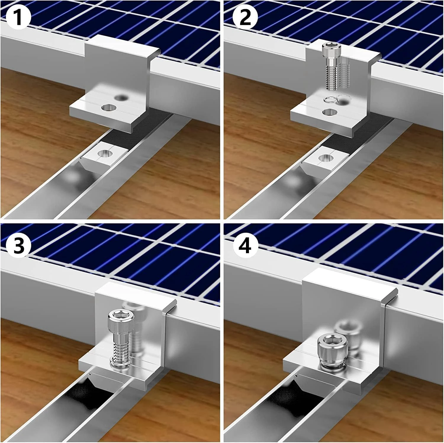 CORIGY High Quality Aluminum Solar Panel Roof Mounts End Clamp Solar Mid Clamp