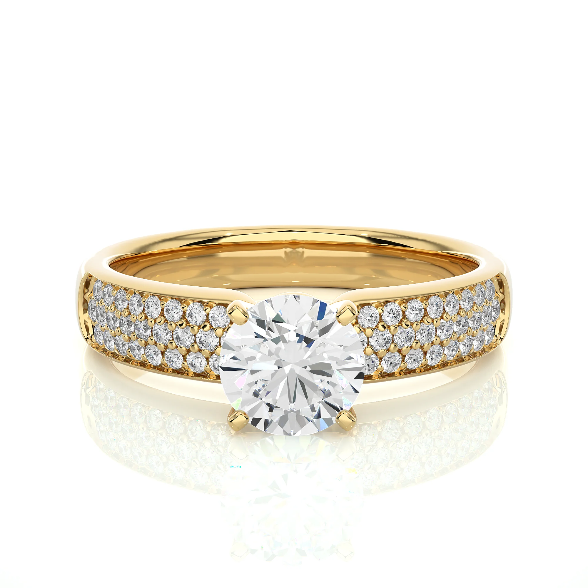 Trendy IGI Certified Round Cut Lab Grown Diamond Beautiful Wedding Band Ring 18k Gold Fine Jewelry Triple Layer Diamond Rings