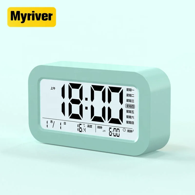 7 Led Change Colour Digital Lcd Alarm Clock Thermometer Night Light Snooze Backlight Modern Calendar Despertador De Cambio Color