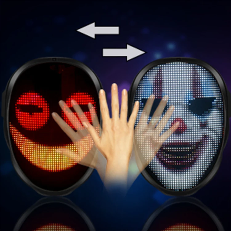 Led Mask Light Up with Bluetooth - Programmable Led Face Masks for Kids Adults Costume Cosplay Halloween Christmas Party