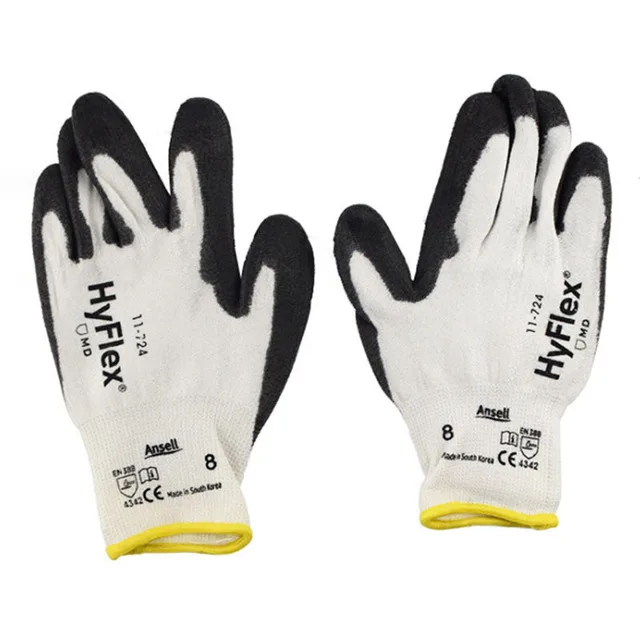 Перчатки Ansell 11-724 HyFlex с полиуретановым покрытием класса 3 устойчивые к порезам индивидуально упакованные рабочие перчатки