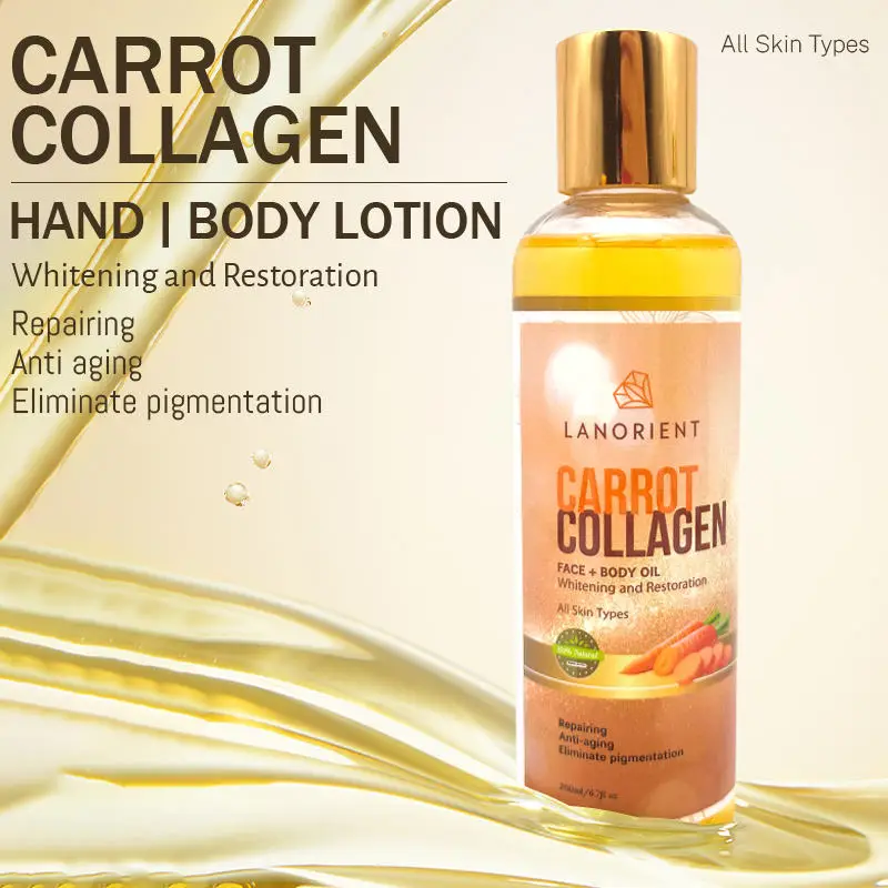 Private Label 7 Days Quick Skin Whitening Collagen Anti-Aging Carrot Oil For Dark Skin Whitening