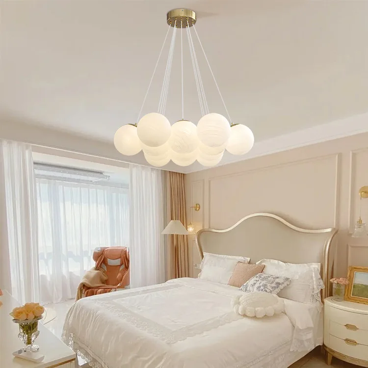Nordic Minimalist Planet Bubble Ball Chandelier Glass Ball French Light Lamps Magic Beans Cloud Moon Hanging Ceiling Lamp