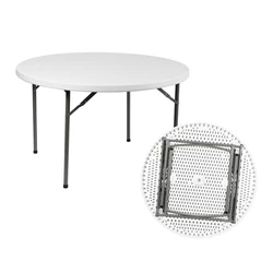 Cheap Modern Restaurant Furniture Design 4FT Round Modern White Folding Plastic Hdpe Extendable Dining Table