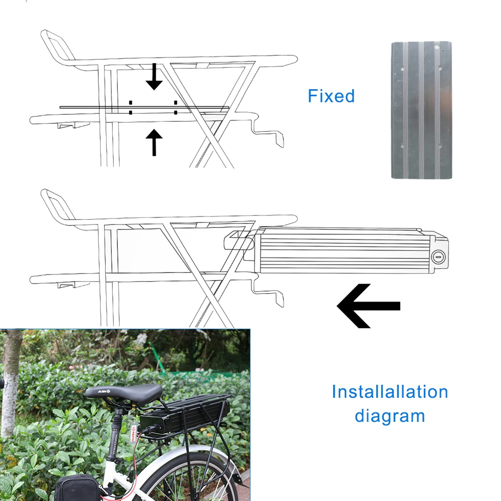 Rear Rack 36v 48v 52v 15ah Lithium Ion Battery Ebike Battery For 350w 500w 750w 1000w Electric Bike