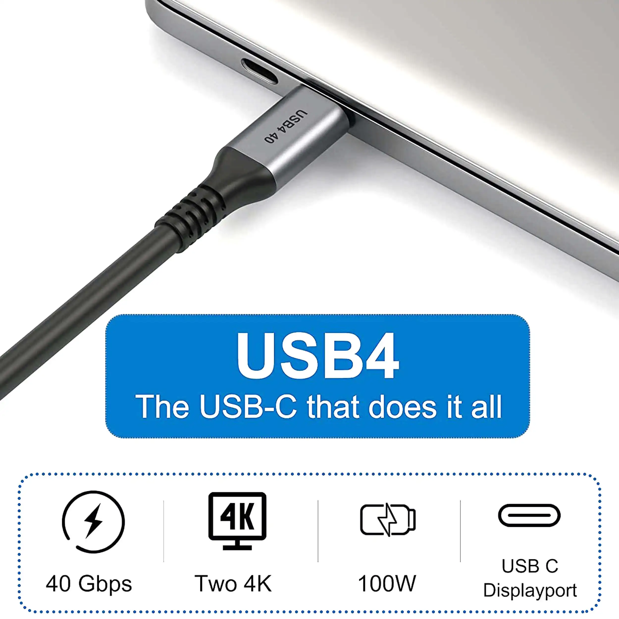 USB4 кабель с разъемом USB Type-C Gen3 кабель USB4 коаксиальный 5A 100 Вт Быстрая зарядка PD кабель Поддержка 8K 60hz для Macbook