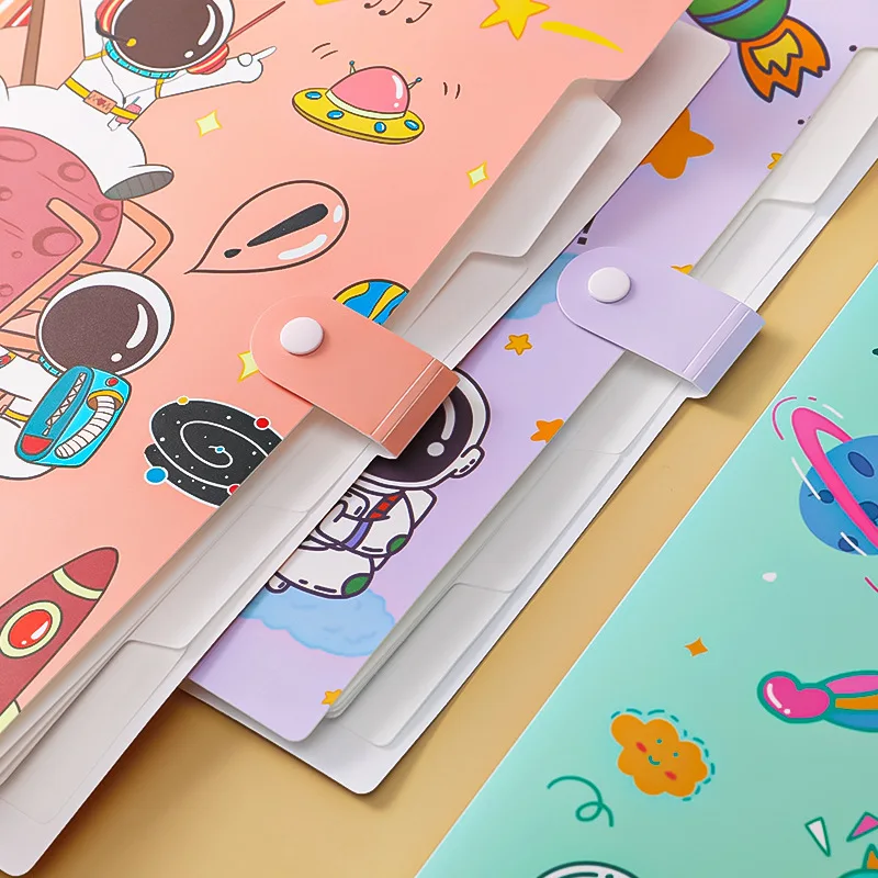 Cartoon astronaut organ bag astronaut file folder student A4 test paper finishing storage folder