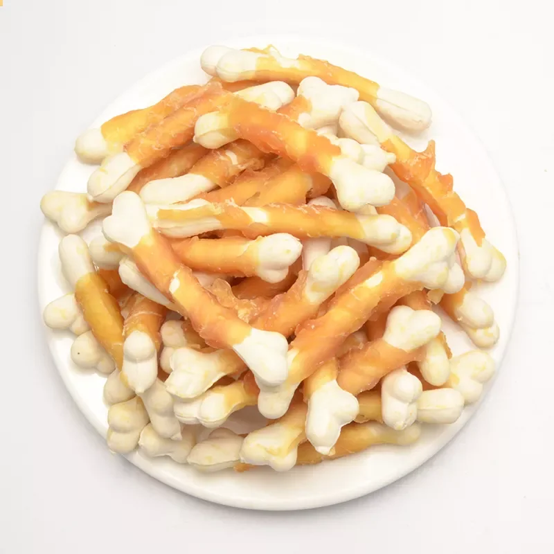 Chicken starch bone dog chew dry snacks training treats dog bone oem manufacture wholesale bones with chicken pet food importer