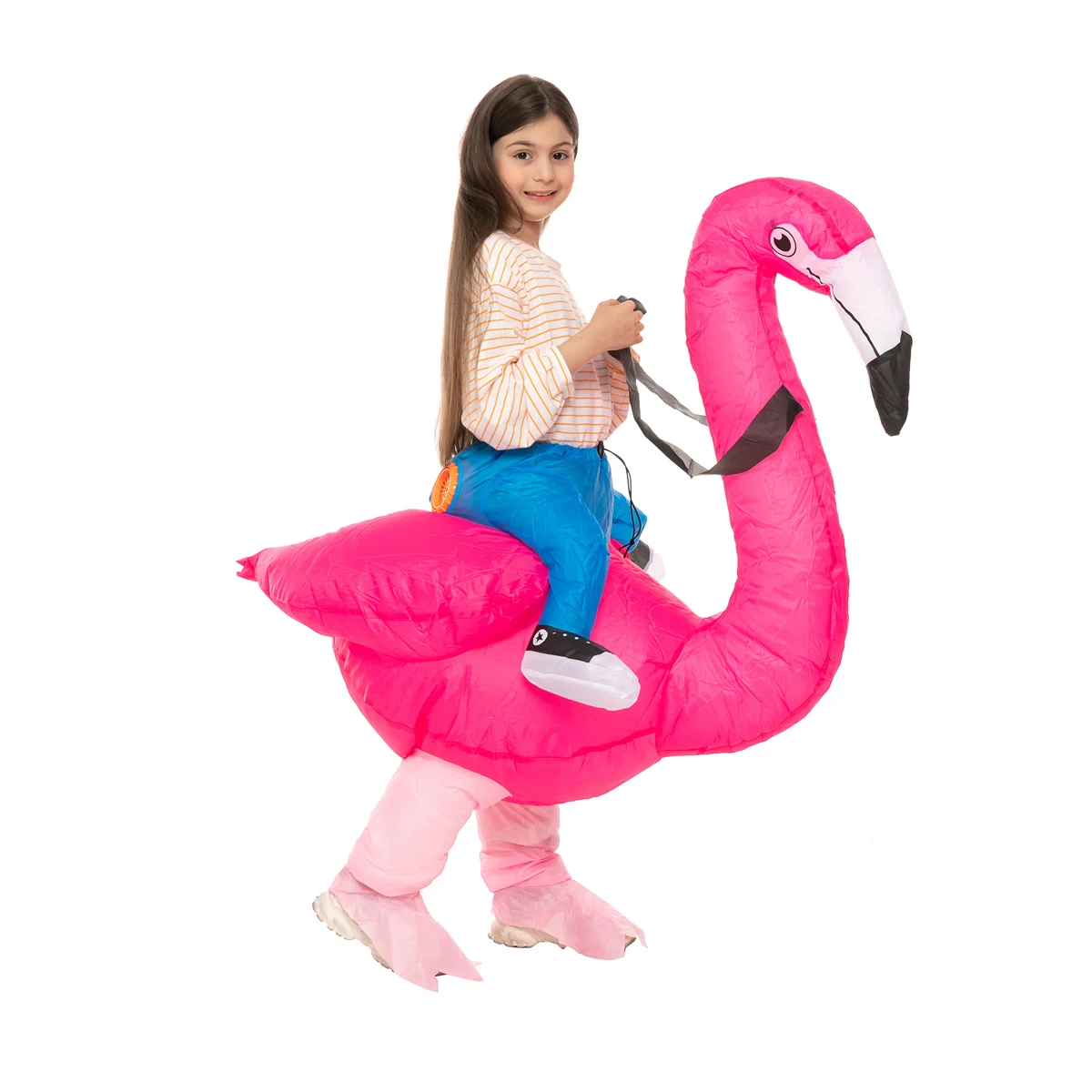 Halloween  Dance Party Props Funny Cool Pink Flamingo Kids Mascot Ride On Walking Cool Pink Inflatable Costumes
