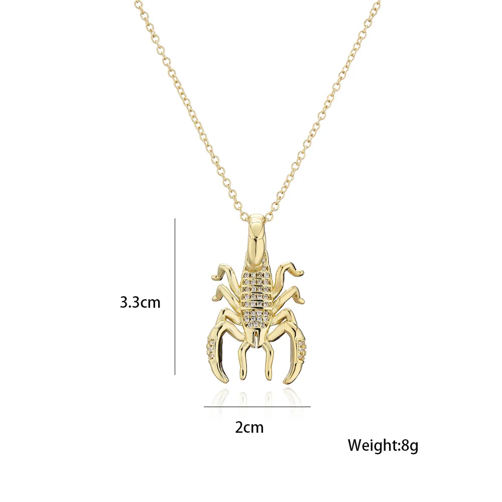 Popular Hip-Hop Jewelry Copper Micro-inlaid Zircon Personality Scorpion Pendant Necklace