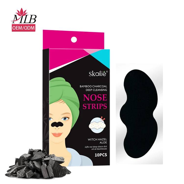 Private Label  Organic Bamboo Charcoal Deep Cleansing Blackhead Removal Peel Off Patches Pore Sharking Black Nose Strips