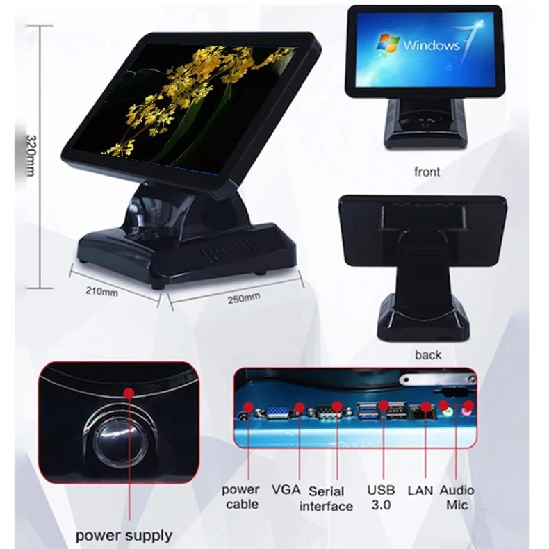 Retail pos system for usa full cash register with dual reception desk with cash register and drawer