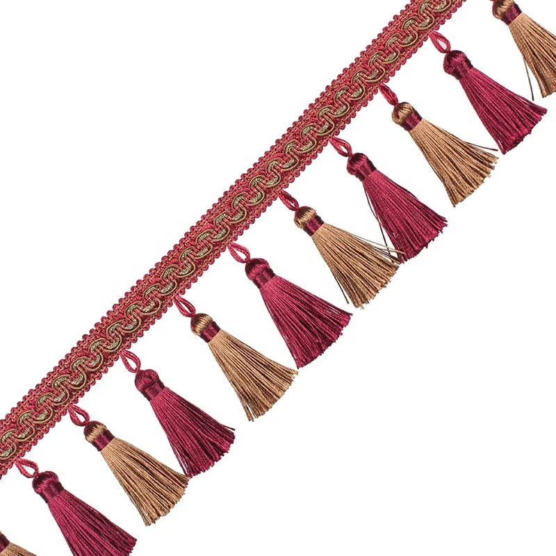 
TJ18032404 Red Tassel Fringe With Colorful Yarn Decorate Cushion Cover 