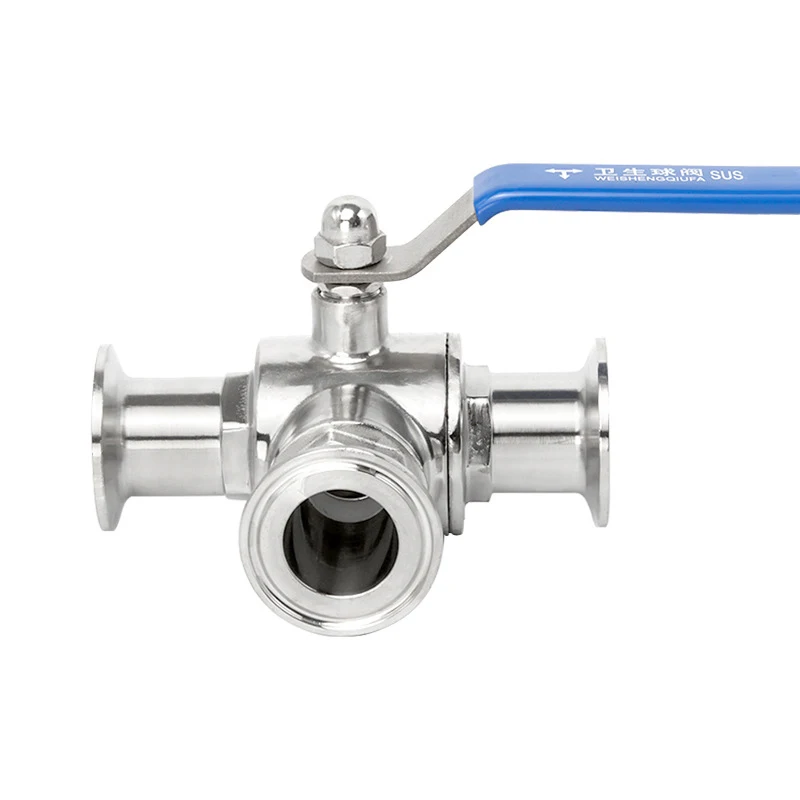 High quality Sanitary three way Ball valve 32mm stainless steel Food grade Sanitary clamp Ferrule Quick connect ball valve