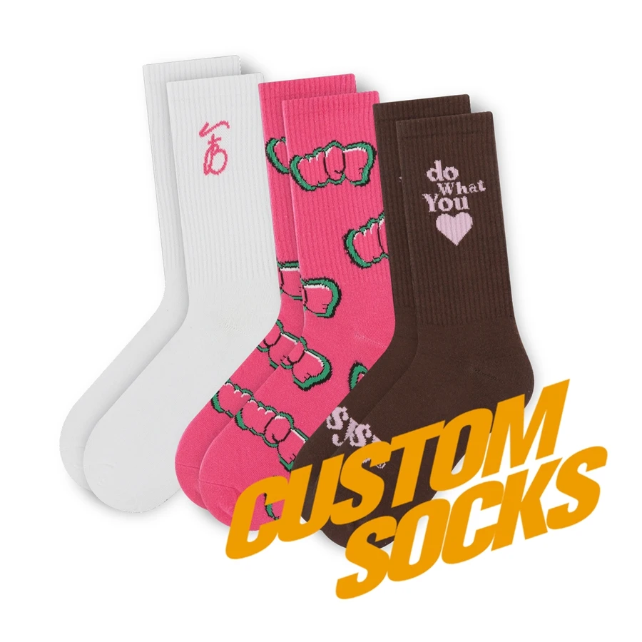 FREE DESIGN & MOCKUP custom women socks manufacturers custom design crew women sock custom pattern logo sock