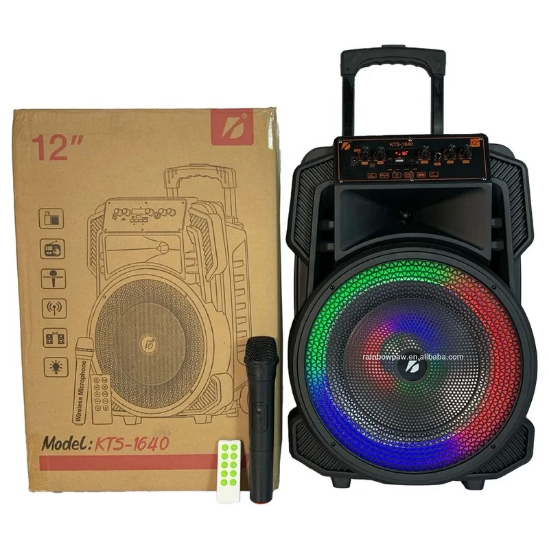 KTS 12 Inch Trolley Blue tooth speaker karaoke super Bass portable speaker with Led RGB light KTS-1640