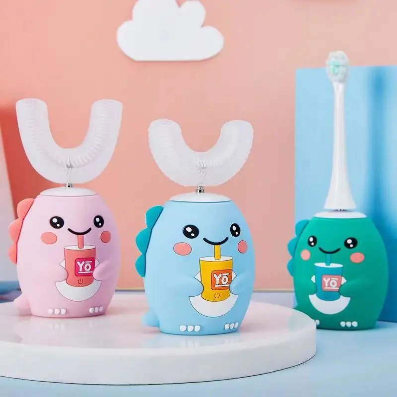 Custom Smart Timer Power Kids Electric Rechargeable Soft Children Cleaning Replacement Batteries U Shape Toothbrush