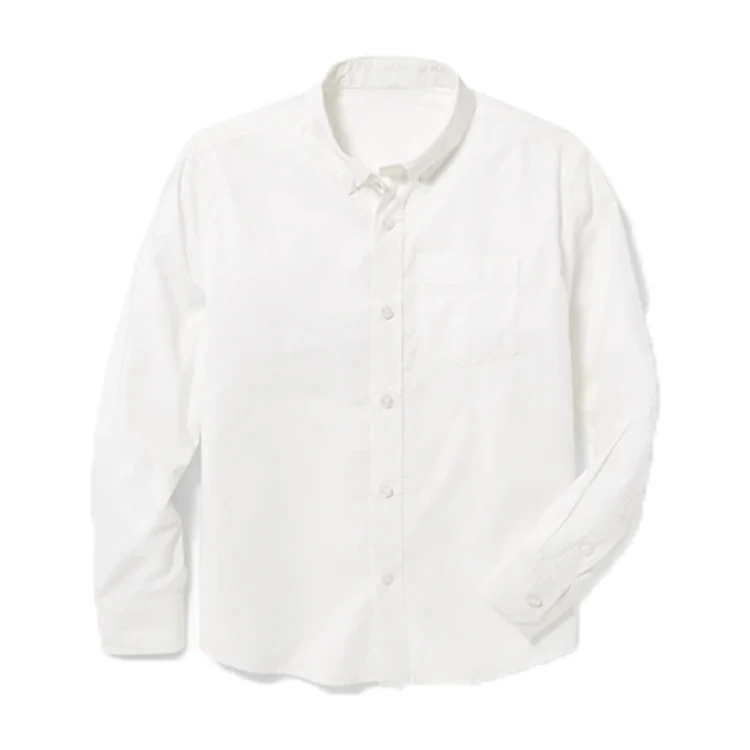 
Wholesale Boys White Cotton Poplin Dress Shirt With Pocket 