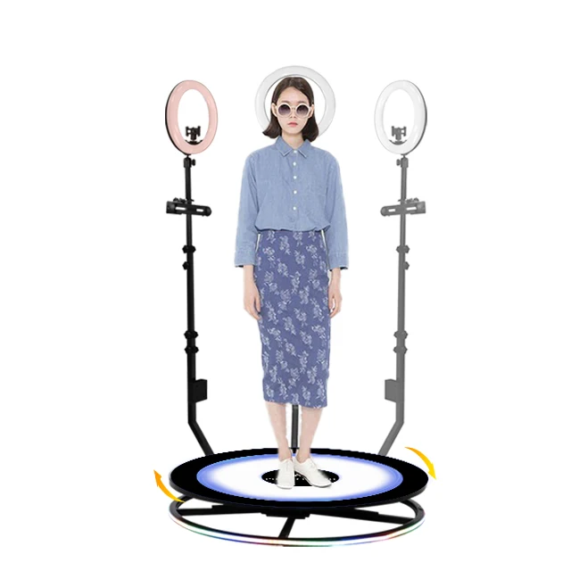Factory Price RGB Ring Light Glass Platform Slow Motion Portable 360 Photo Booth 360 Photo Booth Machine
