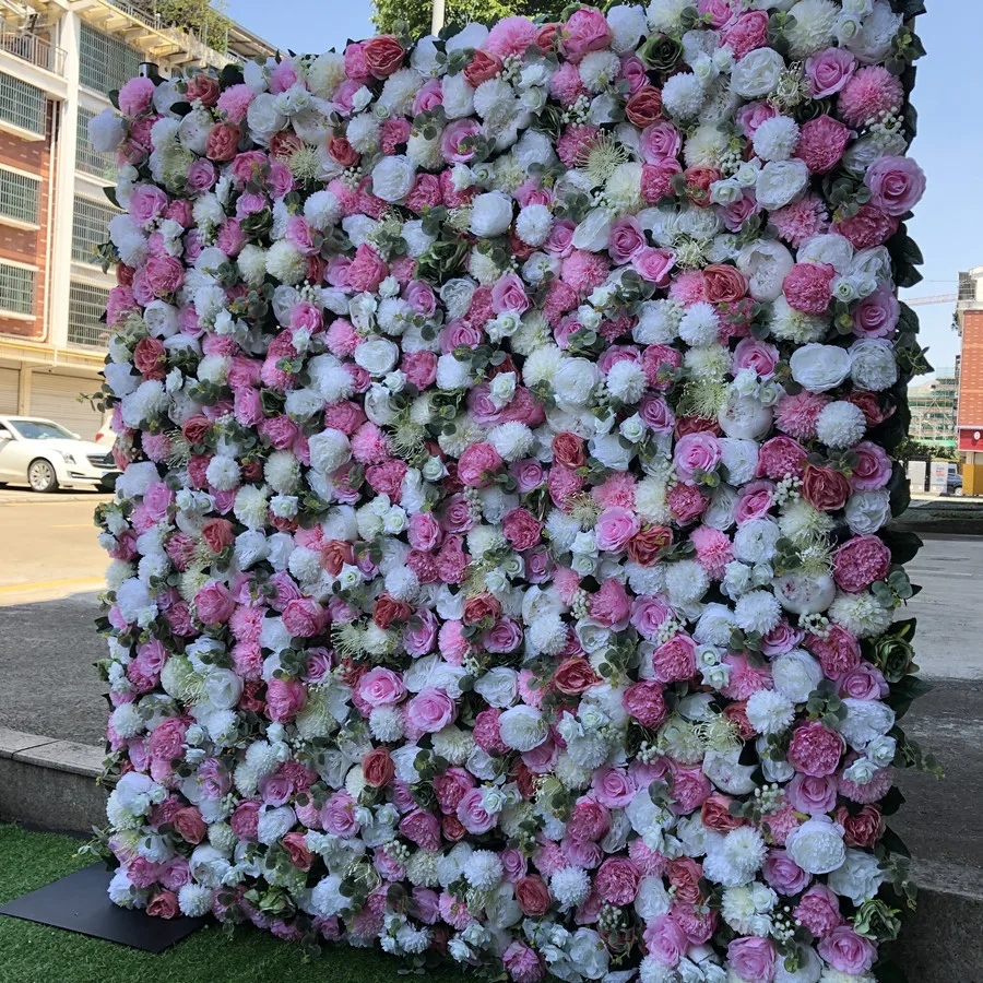 Wholesale Wedding Backdrop Blush Artificial Flower Wall Panel Decor Silk Decorated Wall Rose Backdrop