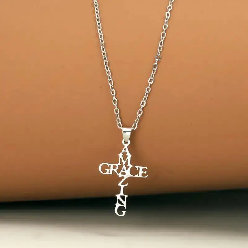 2024 New Fashion Amazing Grace Necklace Amazing Grace Necklace Men Stainless Steel Christian Jewelry necklaces