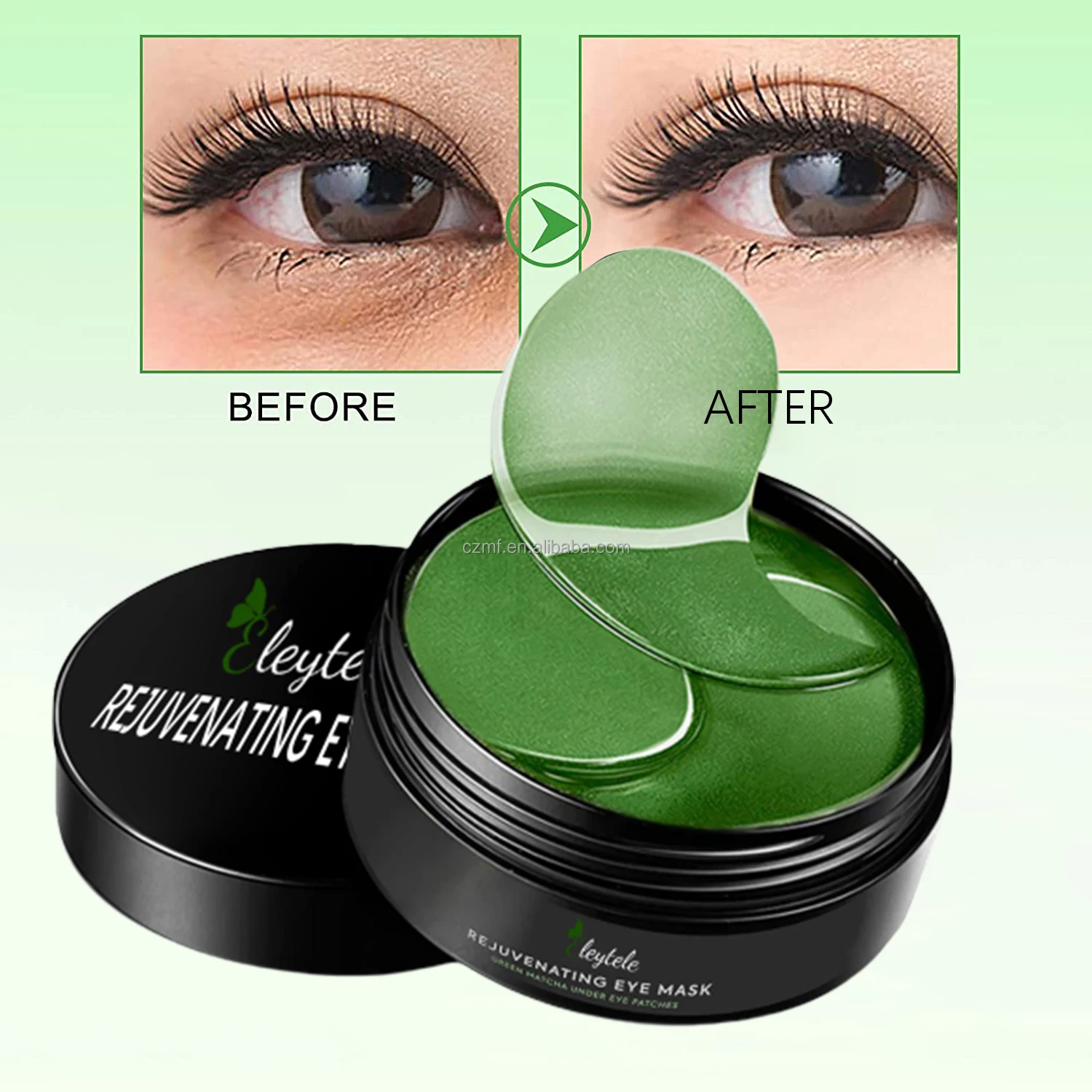 Wholesale Private Label Removal Dark Circle Anti wrinkle Under Eye Care Hydrogel Double Patch Eyelid Collagen Green tea Eye Mask