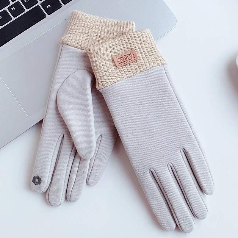 Женские теплые перчатки для осени и зимы, мягкие и удобные высокоэластичные перчатки для сенсорных экранов с рисовой подкладкой