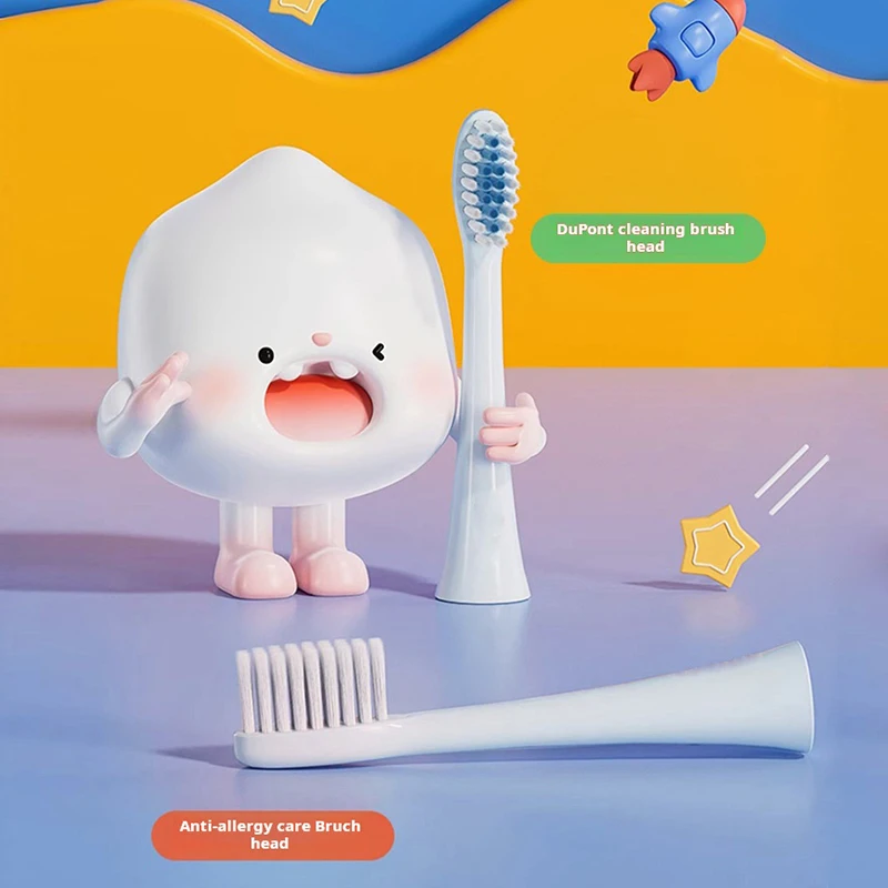 Оптовая продажа перезаряжаемая зубная щетка с мультипликационным принтом водонепроницаемая детская ультразвуковая датчиком давления для детей электрическая