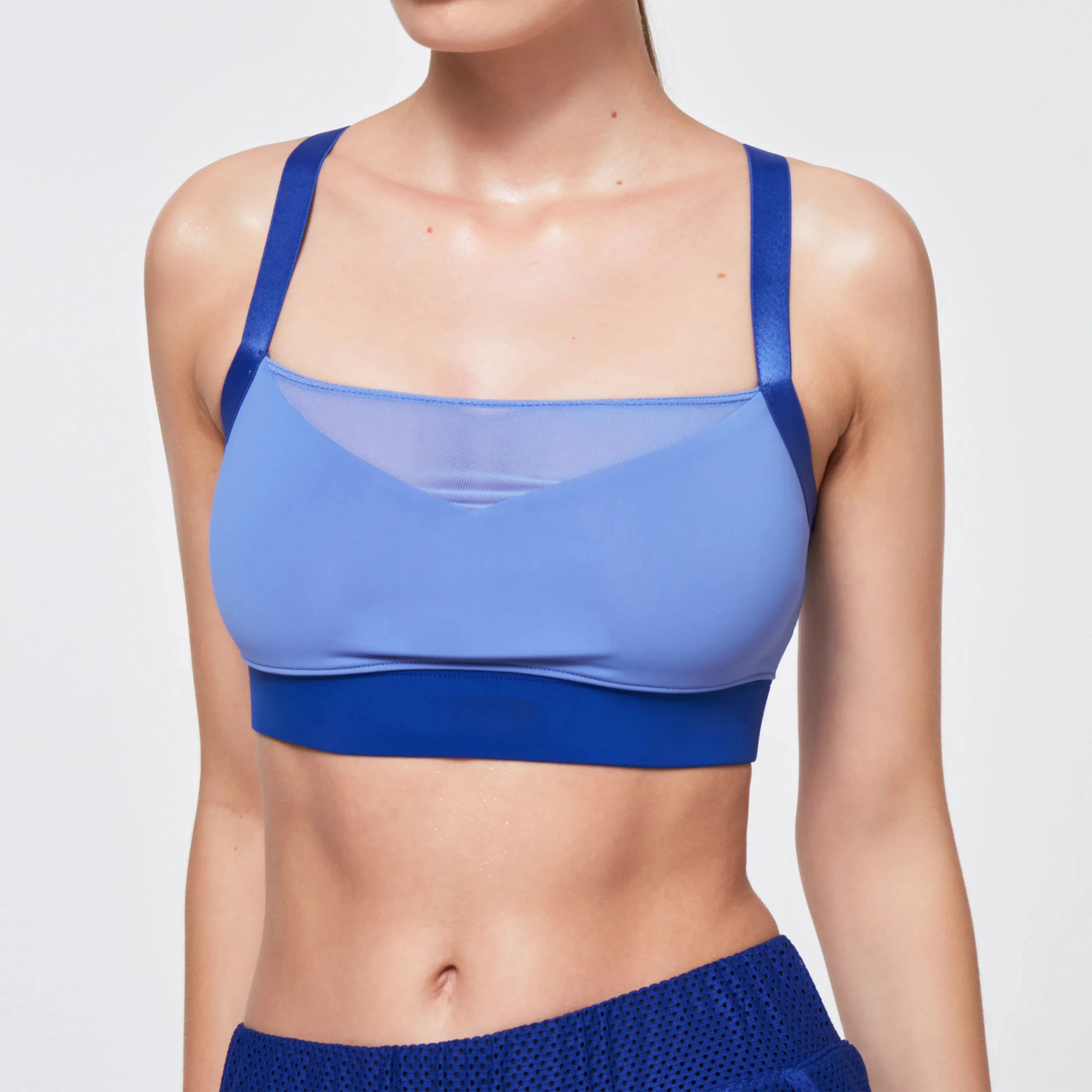 Нейлоновое Спортивное нижнее белье из спандекса, Высокоэластичный жилет для йоги с противоударной сеткой, женский спортивный бюстгальтер