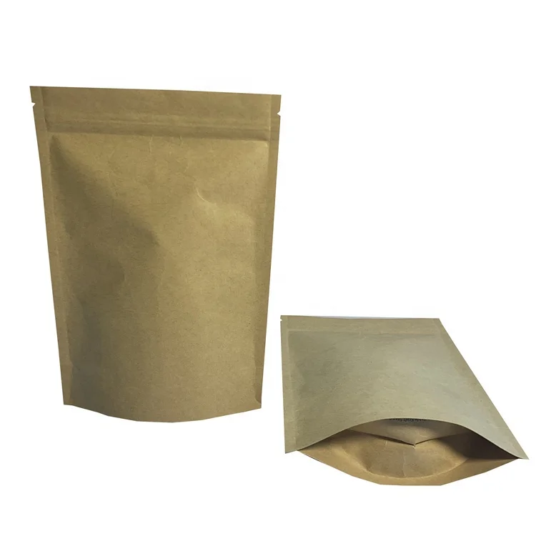 OEM custom printing 500g biodegradable kraft paper zip lock bag for coffee beans