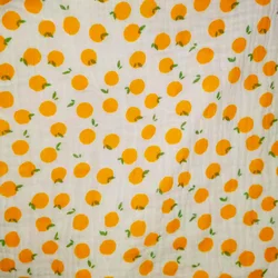 2 Layer Wholesale Customized Fruit Print Organic100% Cotton Double Gauze Muslin Fabric