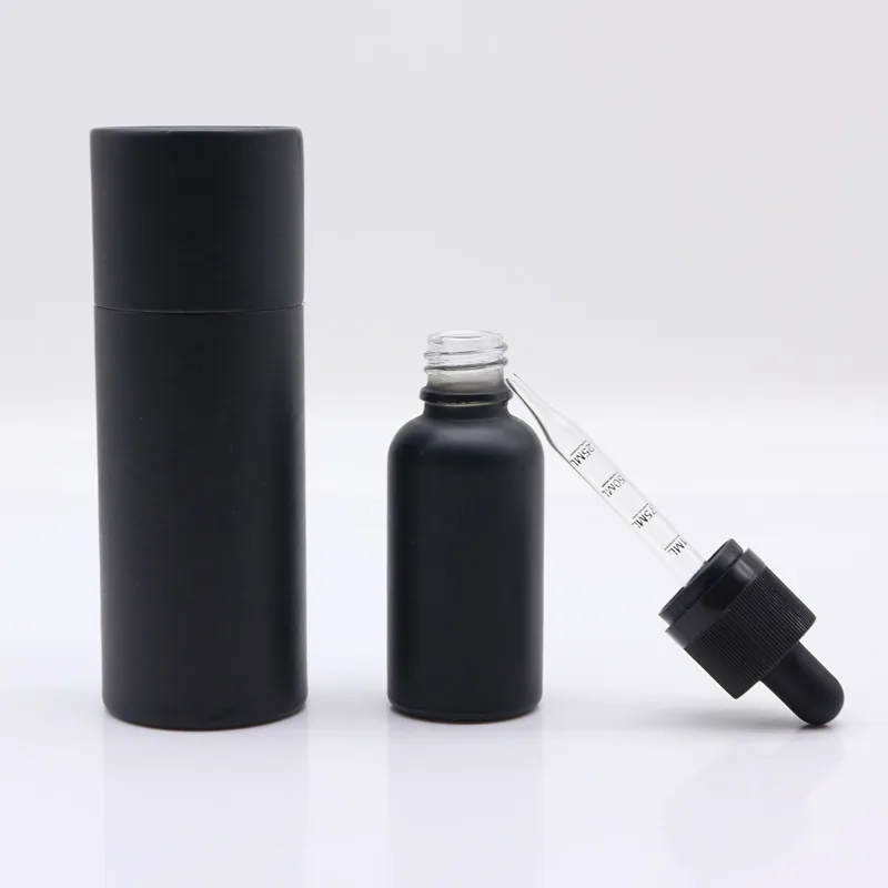 30ml matte frosted black glass scaled dropper bottle essential oil bottles with dropper bottle use cardboard tube box 1oz