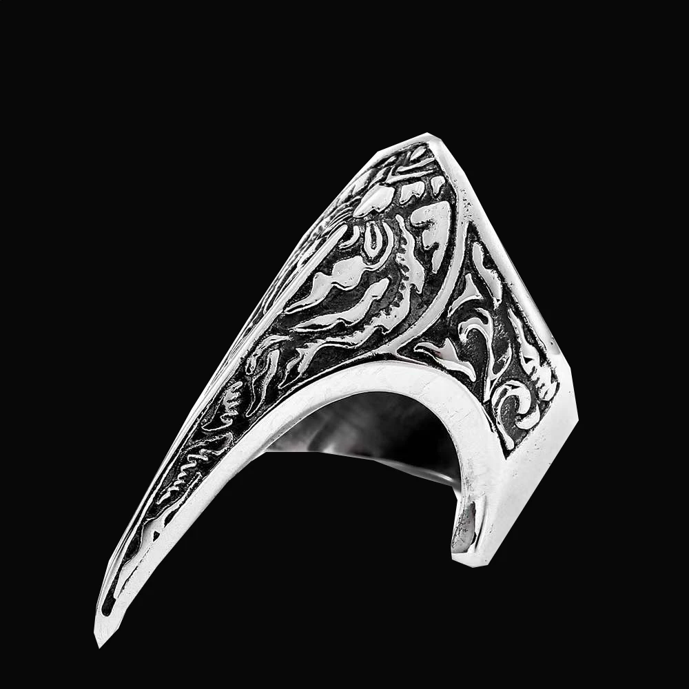 ready to ship fashion stainless steel sharp dragon claw long armor sell defense full finger nail rings for girls men