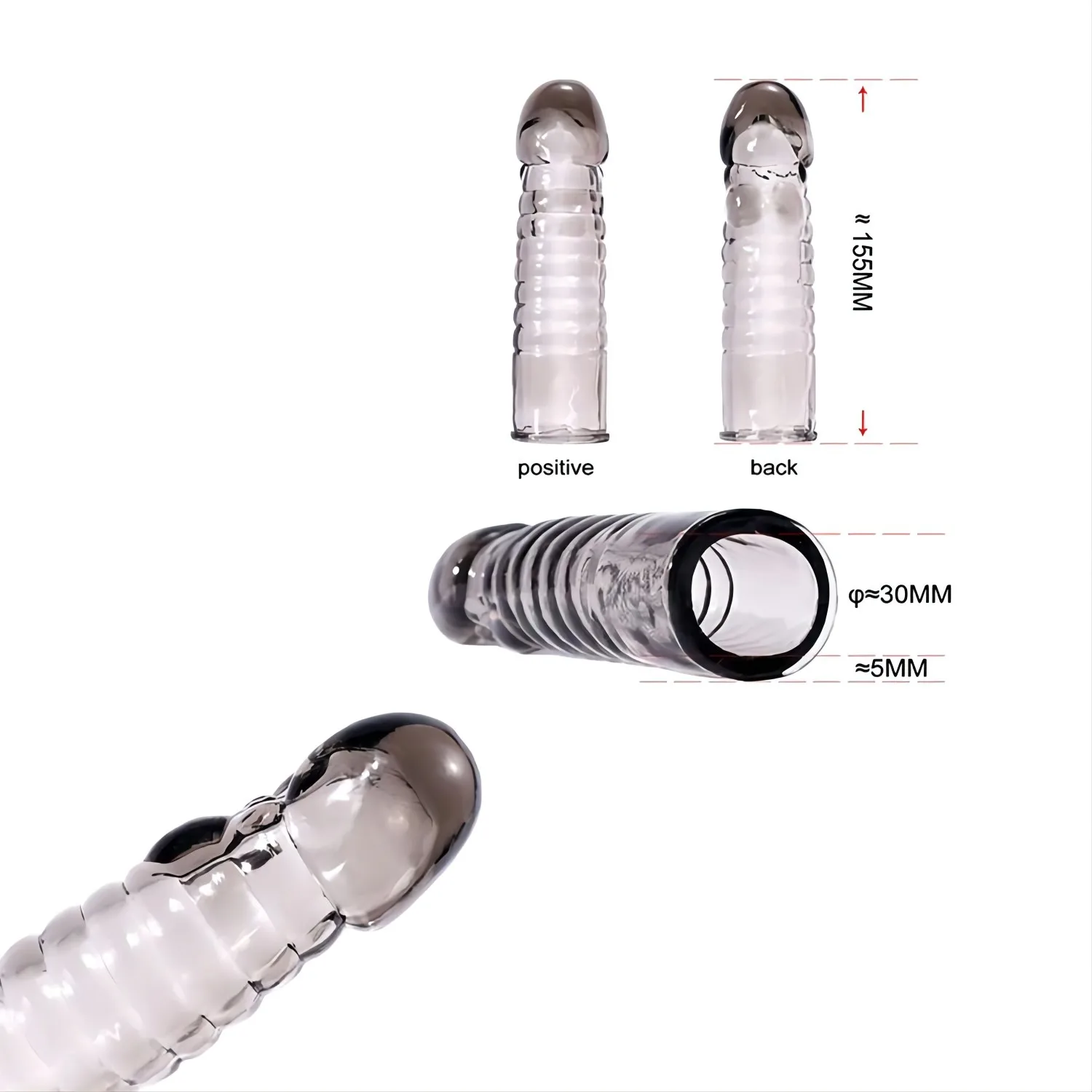Reusable Condom Penis Extension Sleeves Prolong Sleeve Crystal Enlargement Condom Male Silicone Condom For Men