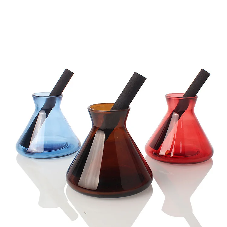 200ml wide mouth aromatherapy bottle horn spray glass empty bottle conical triangle rattan diffuser bottle decoration