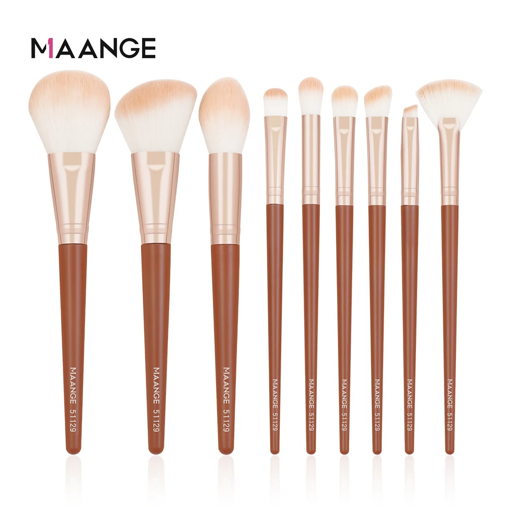 MAANGE 9Pcs Private Label makeup & tools sets Vegan Nylon Hair Beauty Brush Women Makeup Brush Set