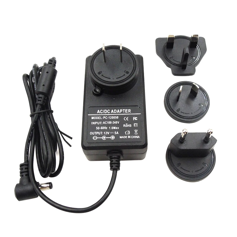 AC DC 12V 5A  power adapter 60w  Universal Adapters Travel Wall Charger